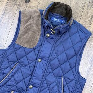 Polo Ralph Lauren Vest Men S Navy Blue Quilted Shooting Hunting Fishing Corduroy
